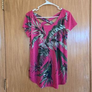 Emerald Hot Pink Hawaiian Palm Top